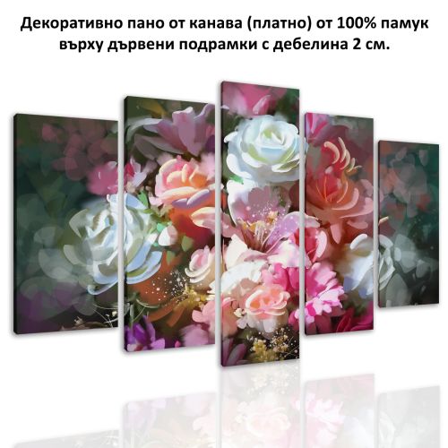 0670 Wall art decoration (set of 5 pieces) Art flowers in beautiful colors