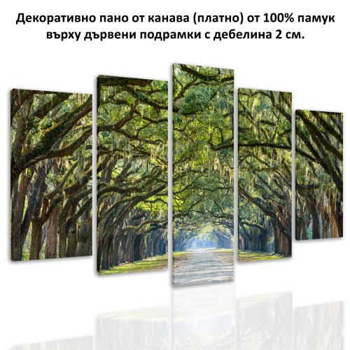 0666 Wall art decoration (set of 5 pieces) Forest landscape in green