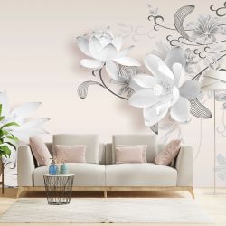 T9350 Wallpaper 3D Delicate white flowers