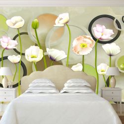 T9076 Wallpaper 3D Circles and flowers