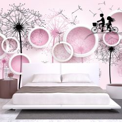 T9077 Wallpaper 3D Dandelions and circle