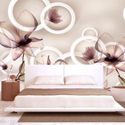 T9155 Фототапет 3D Цветя и кръгове