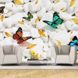 T9203 Wallpaper 3D Stones and butterflies