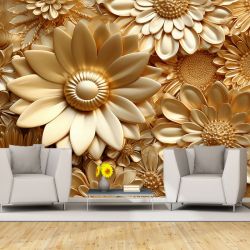 T9234 Wallpaper 3D Golden flowers