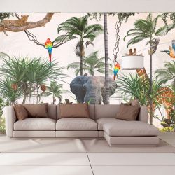 T9236 Wallpaper Tropical landscape with animals