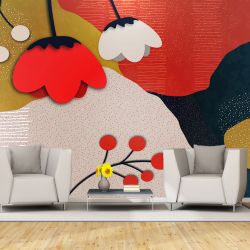 T9264 3D Wallpaper Abstraction with flowers