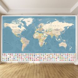 T9273 Wallpaper World map with countries and flags