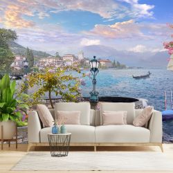 T9304 Wallpaper View of a picturesque Mediterranean seashore