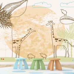 T9319 Wallpaper Giraffes and Palms