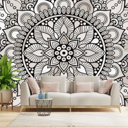 T9321 Wallpaper Mandala - black and beige