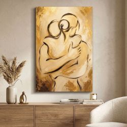 1180 The Power of Love -Golden Modern Abstract Couple Wall Art