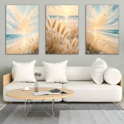 1184  Light of Sunrise – 3 Piece Coastal Wall Art Set