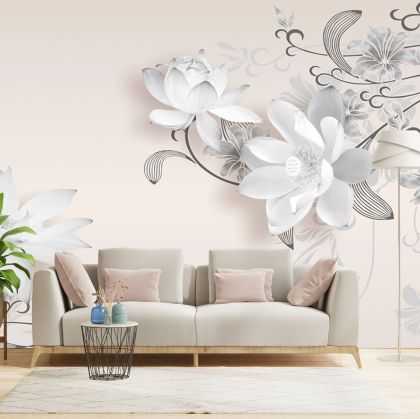 T9350 Wallpaper 3D Delicate white flowers