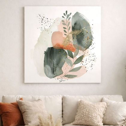 1146 Wall art decoration Delicate Harmony – Green, Peach & Gold