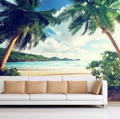 T9043 Wallpaper Beautiful beach with palms