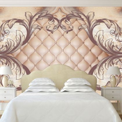 T9061 Wallpaper Vintage ornaments and upholstered leather