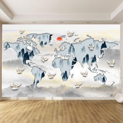 T9089 Wallpaper Abstract map of the world