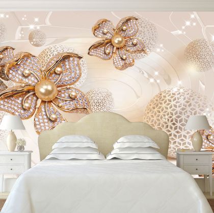 T9093 Wallpaper 3D Jewelry and spheres