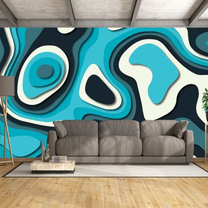 T9110 Wallpaper 3D Abstraction in turquoise blue