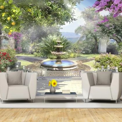 T9170 Wallpaper Terrace with sea garden