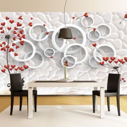 T9188 Wallpaper 3D Circles and hearts
