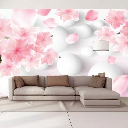 T9200 Wallpaper 3D Abstraction with flowers and spheres