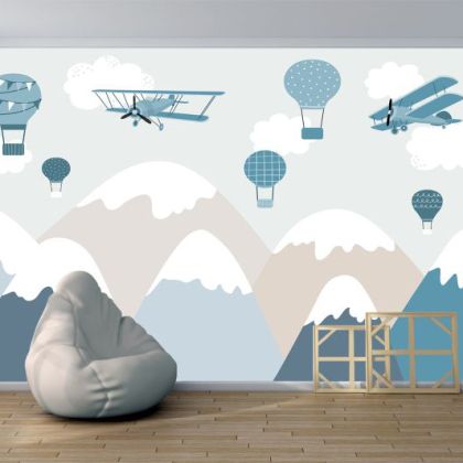 T9219 Wallpaper Mountain, balloons and helicopters