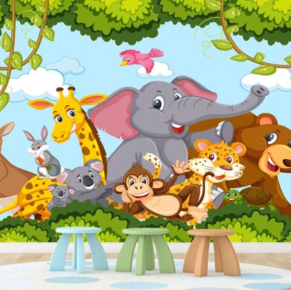 T9318 Wallpaper Happy Jungle with Animals
