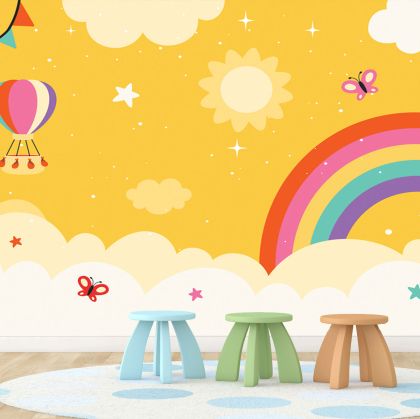 T9343 Wallpaper Colorful rainbow and balloons