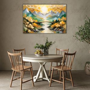 1122 Wall art decoration Golden transition - abstract mountain landscape