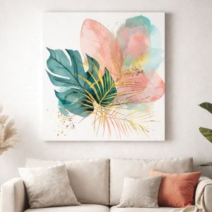 1142 Wall art decoration Breath of the Tropics - листа и златни акценти