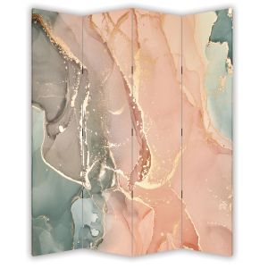 P9323 Decorative Screen Room divider  Abstraction in delicate pink and turquoise shades (3,4,5 or 6 panels)