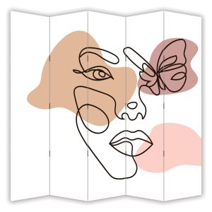 P7020 Decorative Screen Room divider Abstract Face – Modern Line Art (3,4,5 or 6 panels)