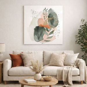 1146 Wall art decoration Delicate Harmony – Green, Peach & Gold