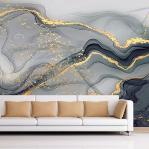 T0792 Wallpaper Abstraction in grey and gold