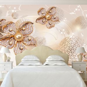 T9093 Wallpaper 3D Jewelry and spheres