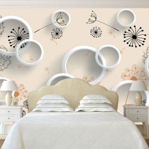 T9148 Wallpaper 3D Dandelions and circles