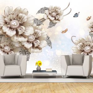 T9158 Фототапет 3D Композиция с цветя и бижута