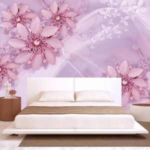 T9193 Wallpaper 3D Flowers and diamonds