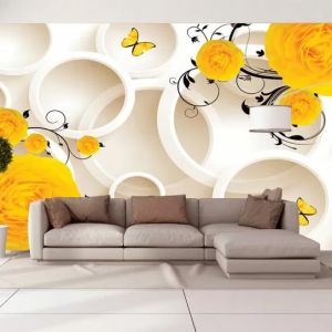 T9198 Wallpaper 3D Yellow flowers