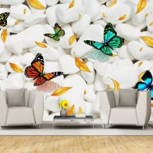 T9203 Wallpaper 3D Stones and butterflies