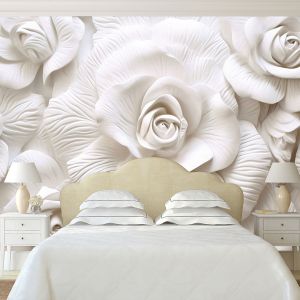 T9238 Wallpaper 3D White roses