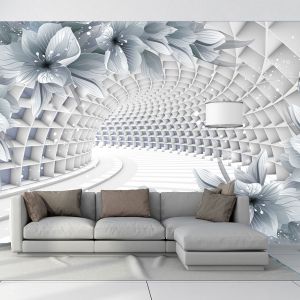 T9260 Фототапет 3D Тунел с цветя