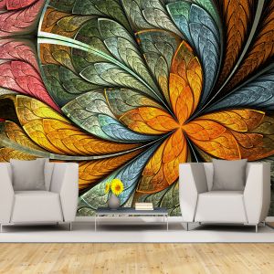 T9298 Wallpaper Floral abstraction in warm colors