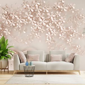 T9341 Wallpaper 3D Graceful branches, strewn with delicate flowers