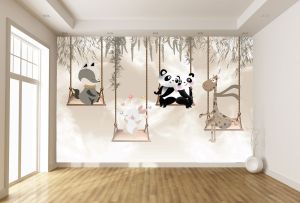 T9335 Wallpaper Cute animals on swings