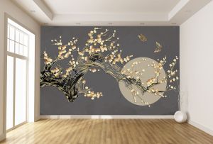T9332 Фототапет 3D Цъфтящо дърво в азиатски стил