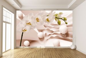 T9312 Фототапет 3D Абстракция с бяла орхидея