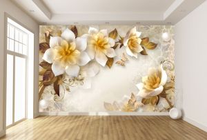 T9299 Фототапет 3D Абстракция с цветя