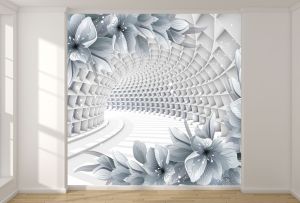 T9260 Фототапет 3D Тунел с цветя
